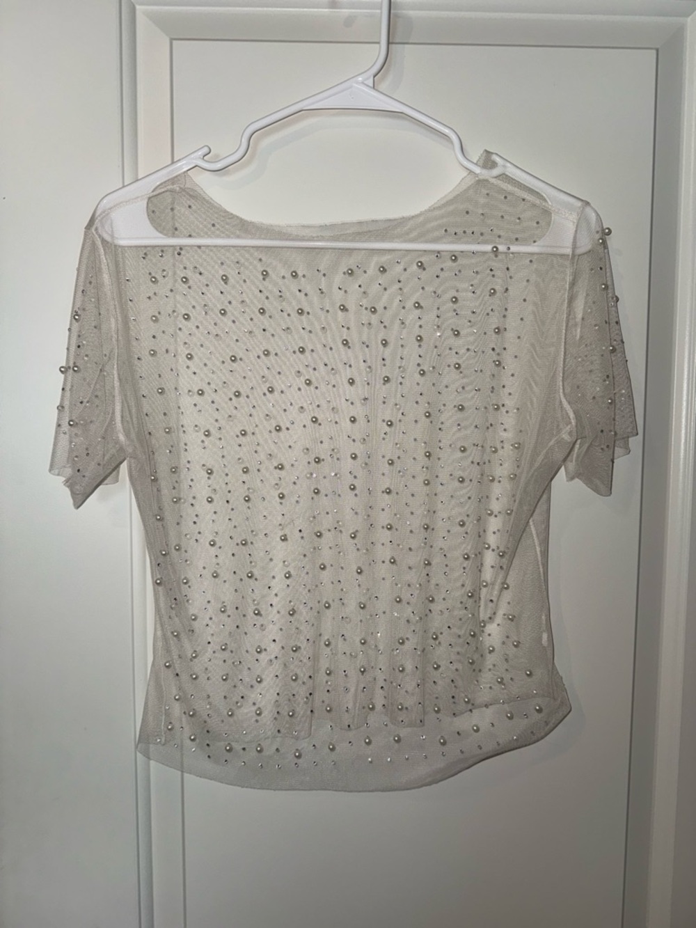 Rhinestone Mesh Crop Top